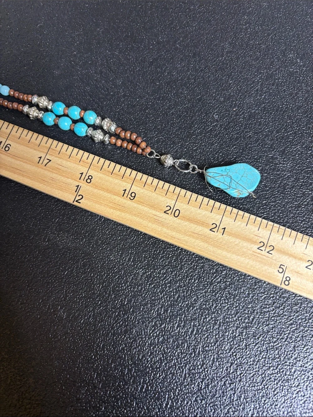Turquoise Beaded Pendant Necklace - Aqua Blue Women's Jewelry Western Boho